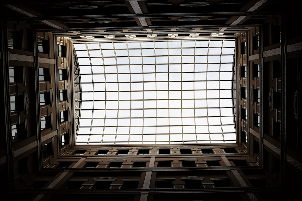 a square window in the ceiling of a building