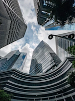 a group of tall buildings sitting next to each other