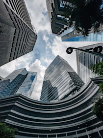 a group of tall buildings sitting next to each other