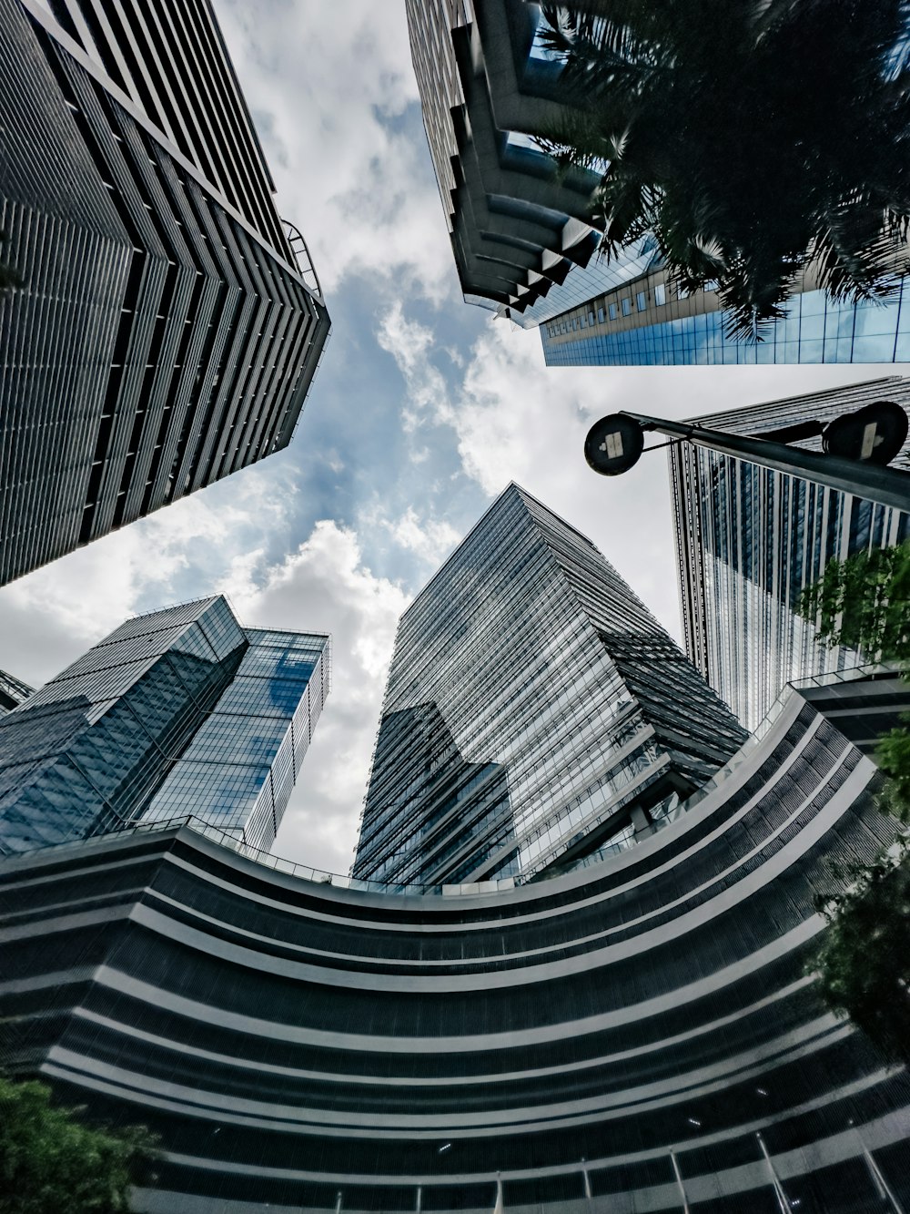 a group of tall buildings sitting next to each other