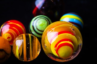 Abstract colorful marbles arranged in a creative pattern symbolizing diverse ideas.