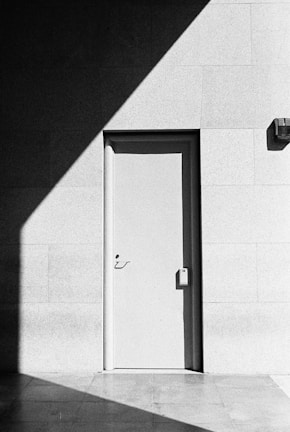 A close-up of a closed door with no signs or decorations.