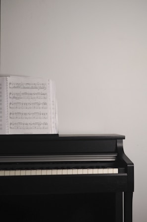 abc piano and keyboard school black piano with music sheet 
