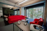 A sleek, modern office environment showcasing AI technology in action.