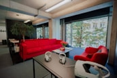 Panoramic view of orixen360's elegant offices in Cagnes-sur-Mer with advanced tech equipment.