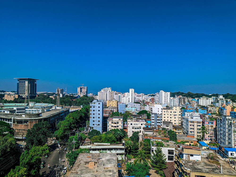 a view of a city from the top of a building