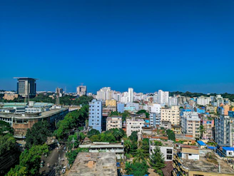 a view of a city from the top of a building