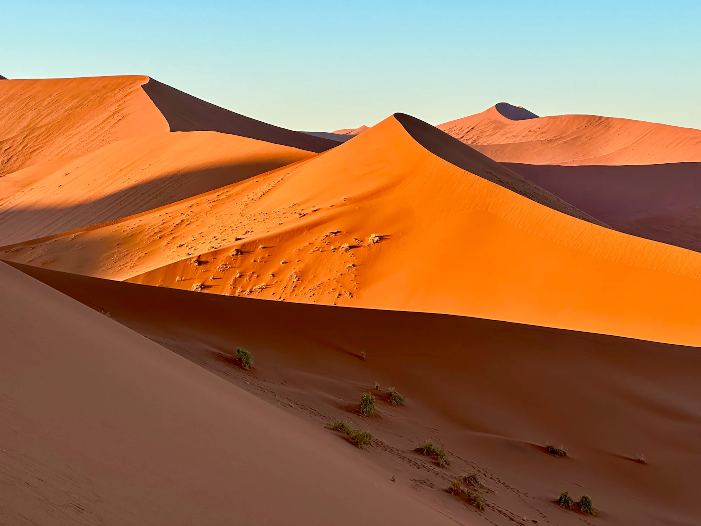 Warme oranje zandduinen in de Namibwoestijn