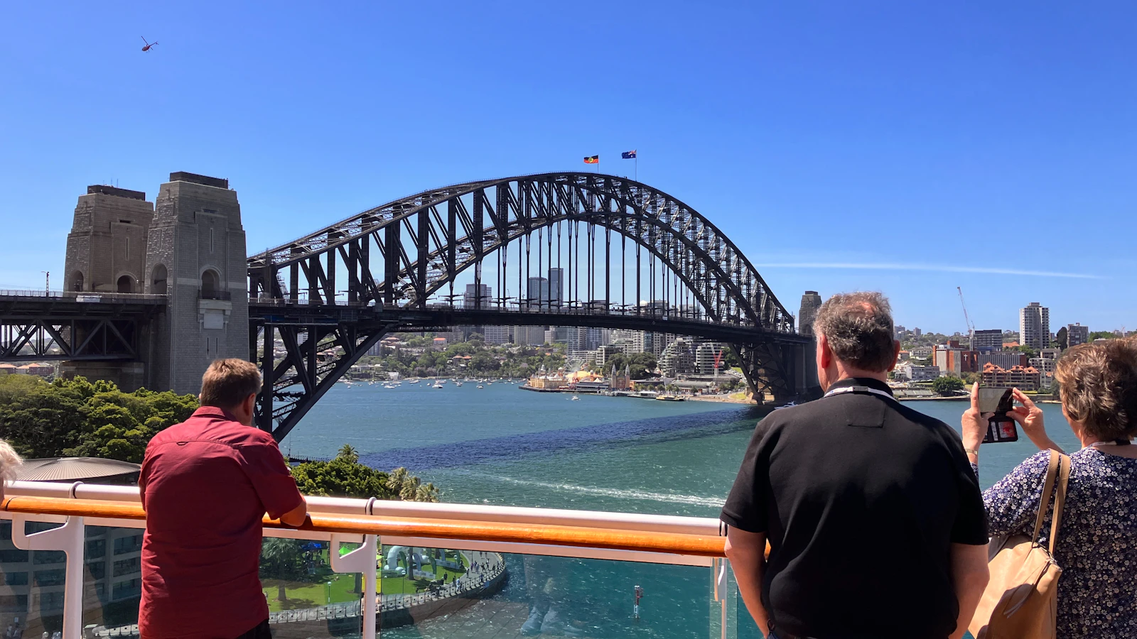 Tour group at a Sydney Harbour lookout