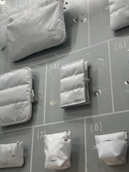 An assortment of packaging materials like nylon bags and PE bags.