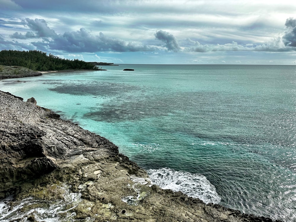 a view of the ocean from a cliff