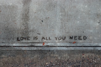 a sidewalk with graffiti written on it that says love shall you need