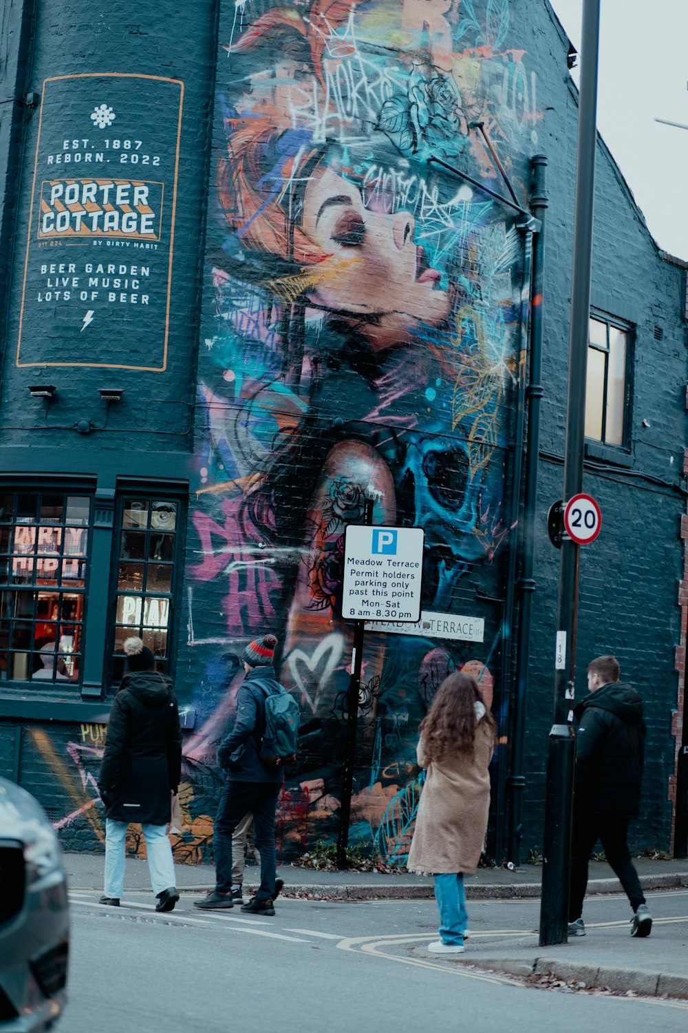 a large mural on the side of a building