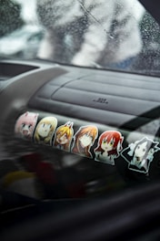 a car with a bunch of stickers on it