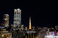 A nighttime shot of a city skyline illuminated by energy solutions designed by bfoer-industries.