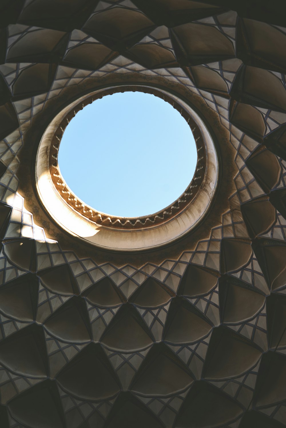 a circular window in the middle of a building