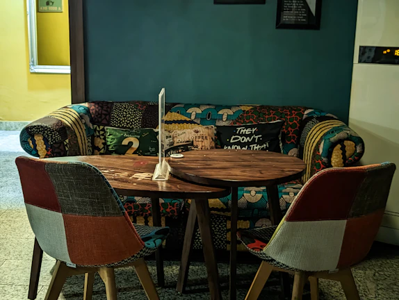 Chic furniture covers adding flair to a cozy seating area.