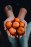 Hands gently holding a cluster of vibrant Calabrian mandarins.