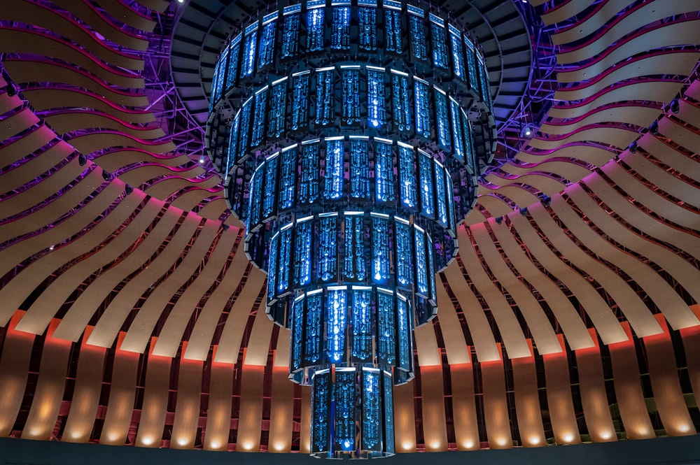 a very tall building with a very colorful ceiling