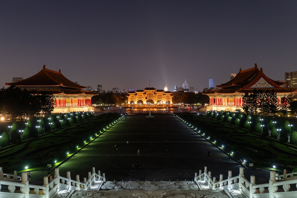 a night view of a large building with a lot of lights on it