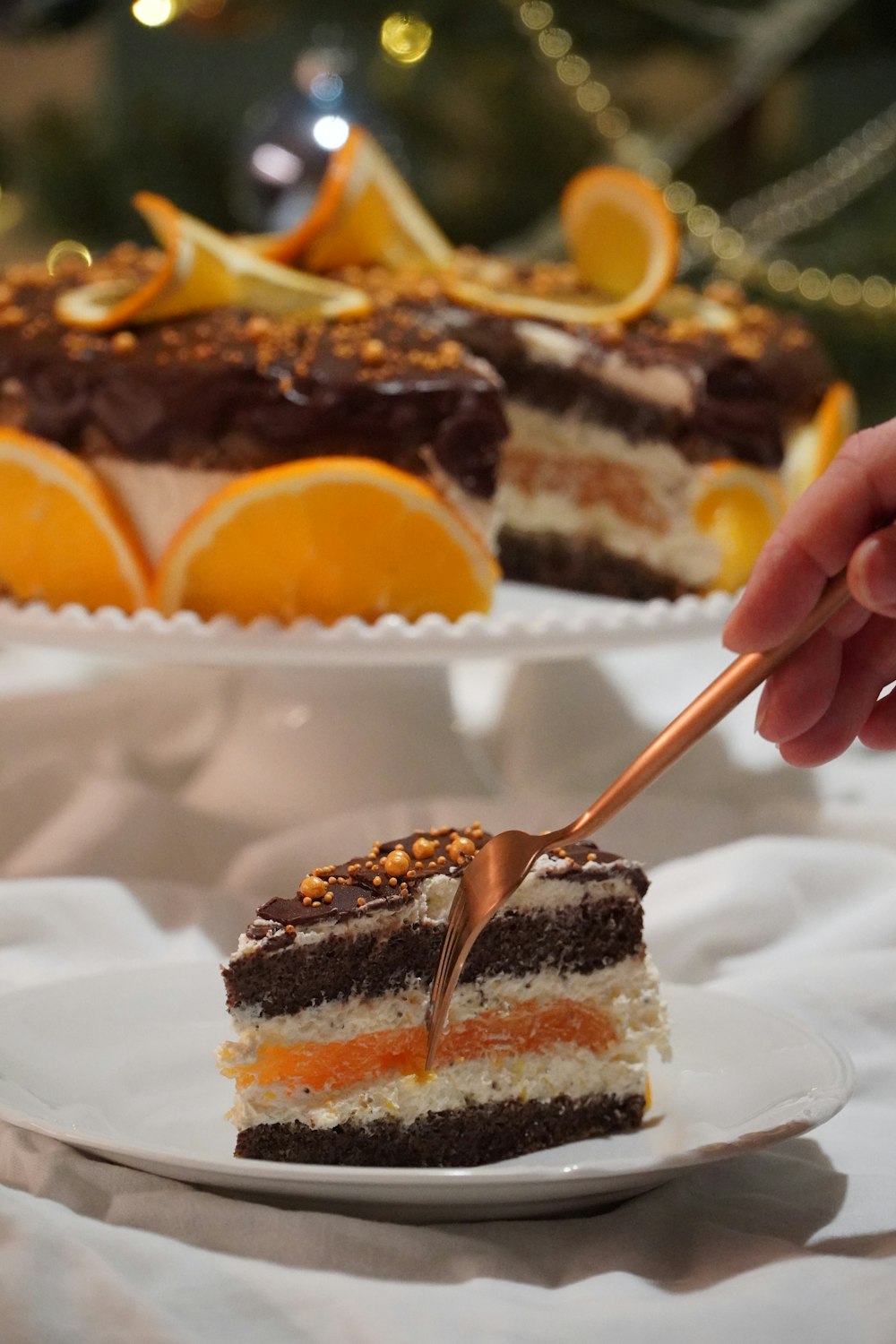 a piece of cake on a plate with a fork