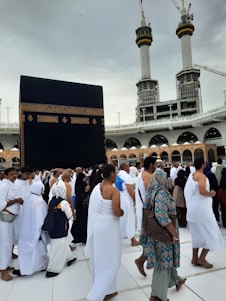 A serene image of pilgrims performing Umrah in Mecca.
