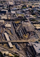 Satellite view showing multiple tracked assets across a city map.