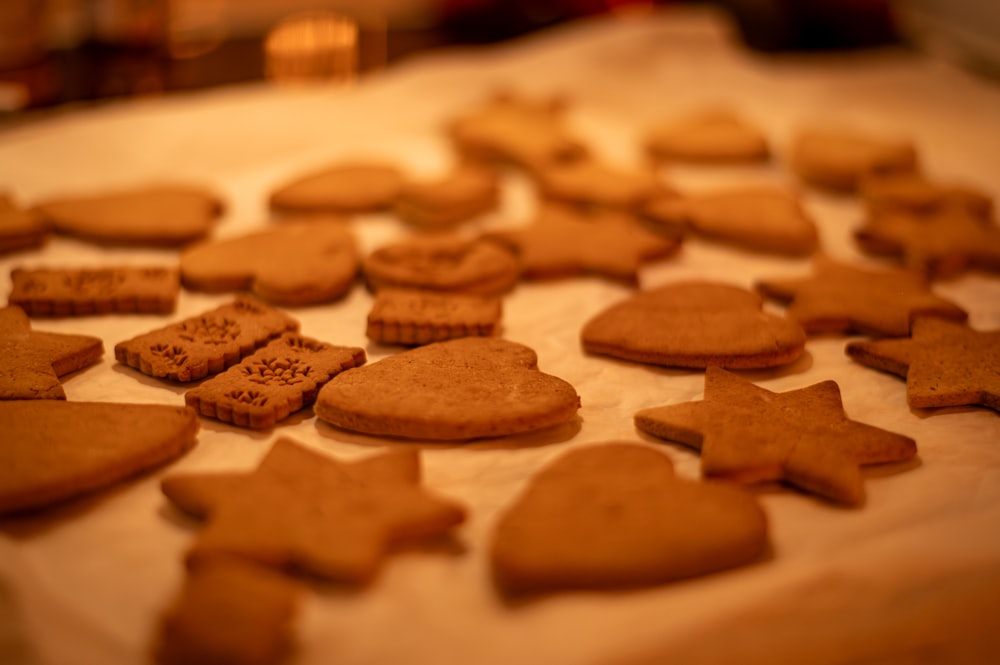 a bunch of cookies that are on a table