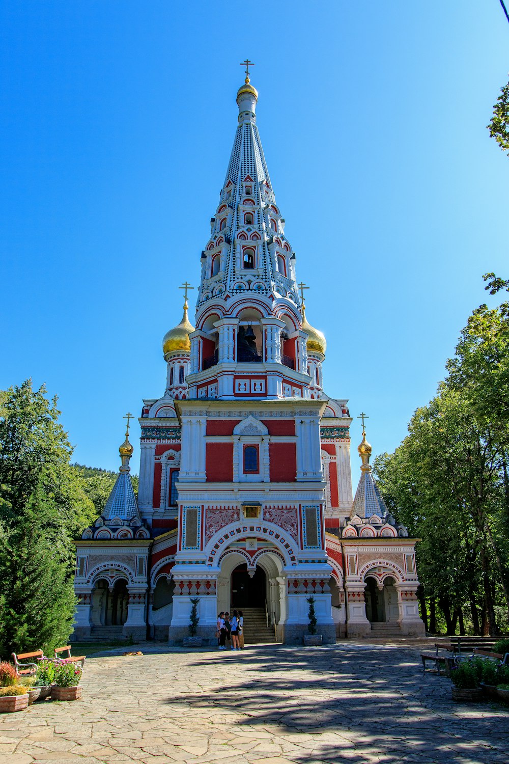 a large building with a clock on it's side