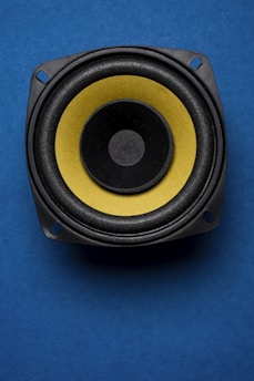 A close-up of a speaker cone showcasing its intricate design and texture.