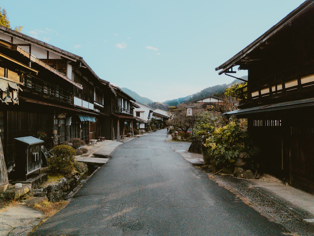 an empty street in a small village