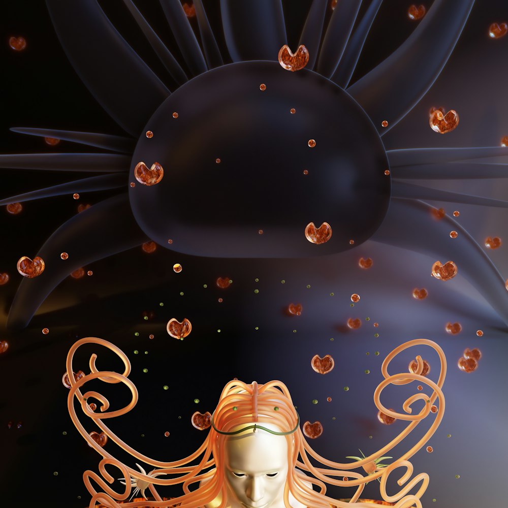 a digital painting of a woman with flowing hair