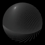 Abstract 3D black eye floating in a space filled with subtle digital grids