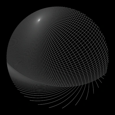Abstract 3D black eye floating in a space filled with subtle digital grids