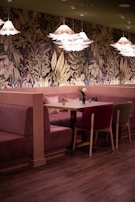 An inviting dining area adorned with intricate wooden accents.