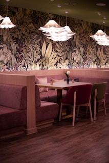 An inviting dining area adorned with intricate wooden accents.
