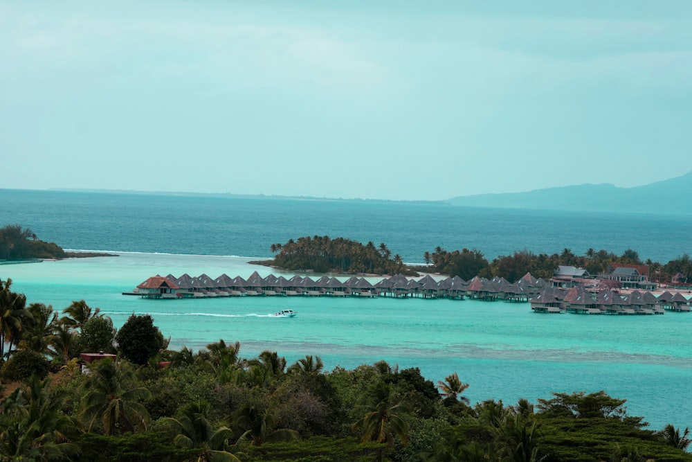 a view of a tropical island from a distance