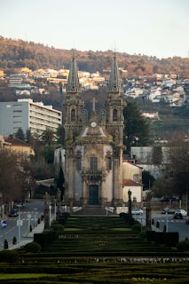 a large building with two towers on top of it