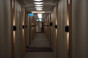 A completed project featuring fire-resistant doors in a hotel.