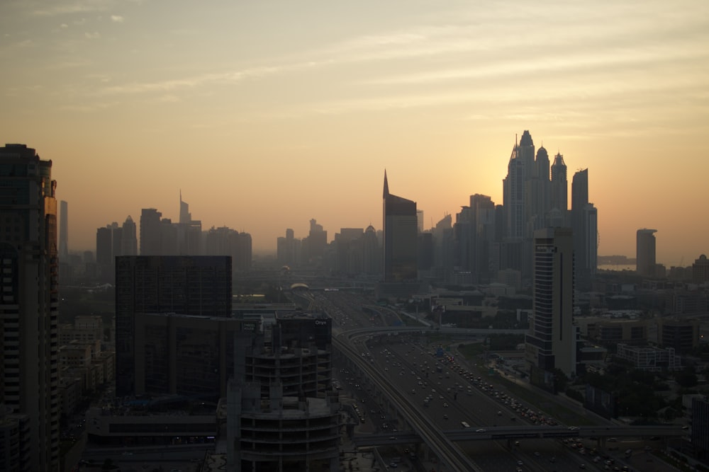 a view of a city with a lot of tall buildings