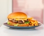 a hamburger and french fries on a plate
