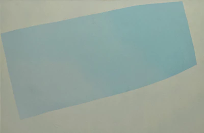 Abstract modern painting with cream and sand tones on a minimalist wall.