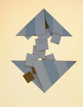 Slate and charcoal geometric shapes layered to suggest data encryption and security.