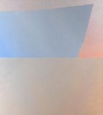 Abstract geometric shapes in soft blue and gray tones reflecting language learning themes.