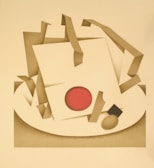Abstract geometric shapes in black, white, and gray creating a balanced composition.