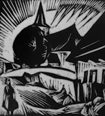 A satirical take on classic witch imagery featuring bold, modern graphic lines.