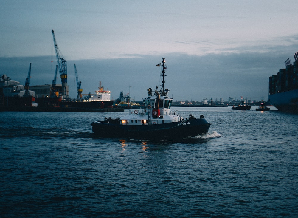a tug boat in a body of water