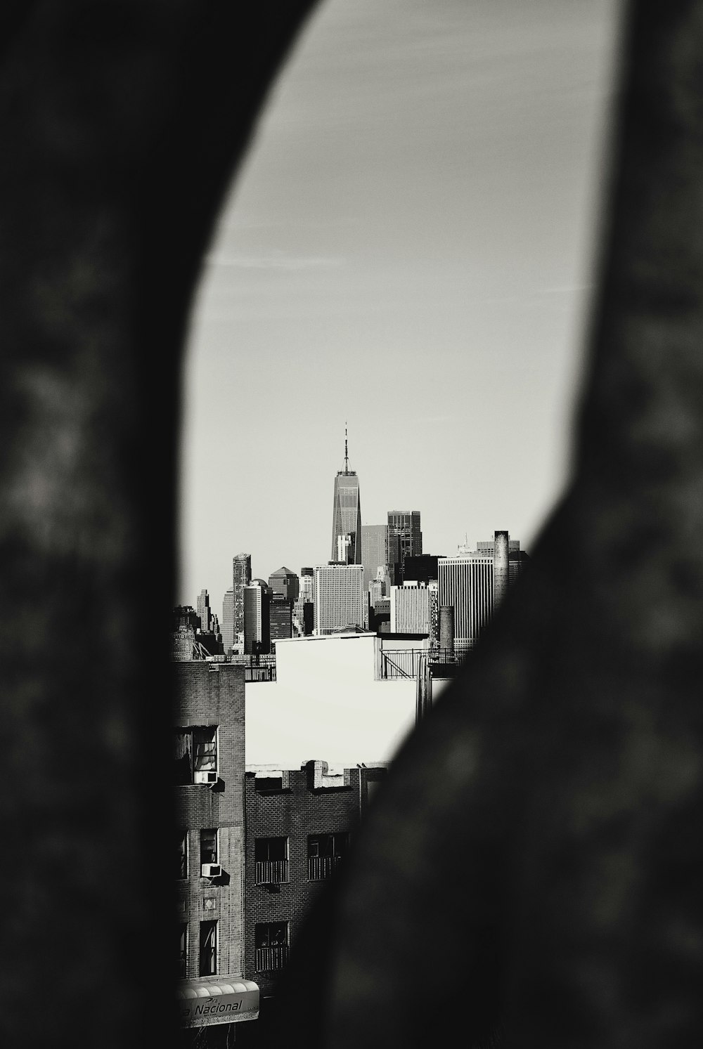 a black and white photo of a city skyline