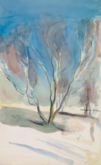 A watercolor study of fleeting autumn leaves swirling around a ghostly figure.