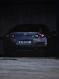 the back end of a car in a garage